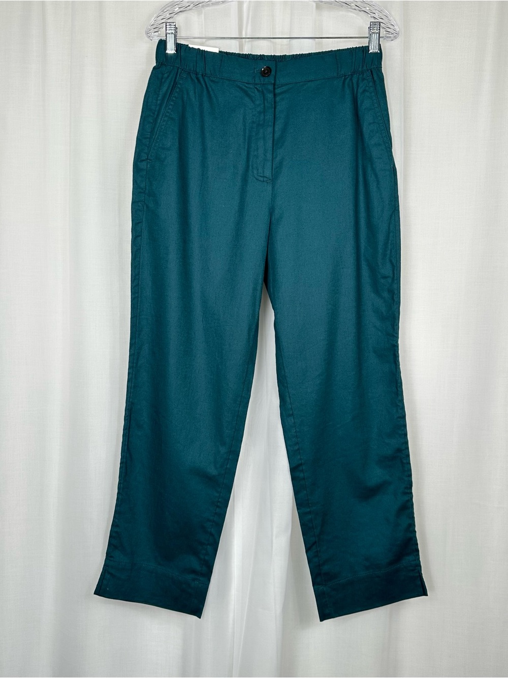 Banana Republic Factory Tapered Linen Blend Pull On Pants Size S Ankle Teal NEW